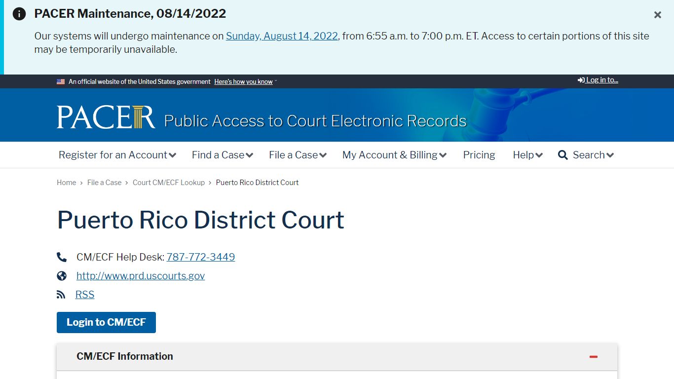 Puerto Rico District Court | PACER: Federal Court Records