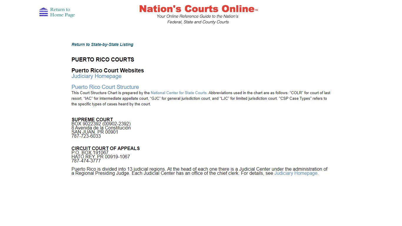 PUERTO RICO COURTS - Nation's Courts Online